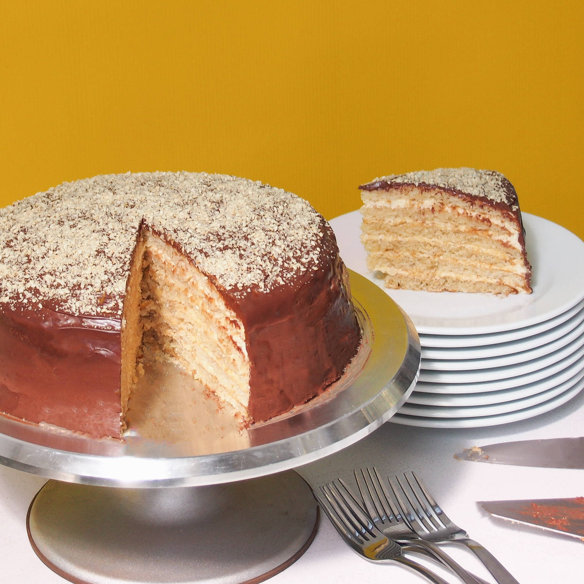 Natasha Brownfield's Sesame Sponge, Honey and Chocolate Layer Cake