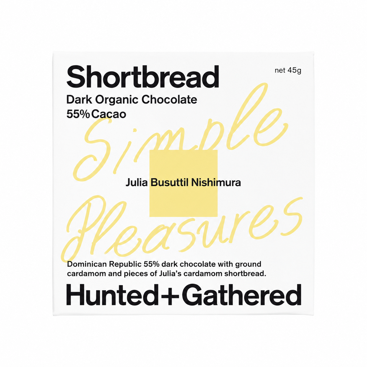 Cardamom Shortbread 55% Dark Chocolate 45g bar — Julia Busuttil Nishimura x Hunted+Gathered