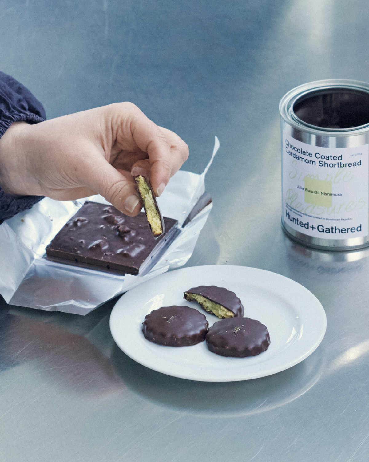 Chocolate Coated Cardamom Shortbread